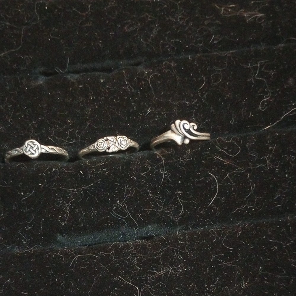 Sterling Silver Ring Trio for Women Sz 7